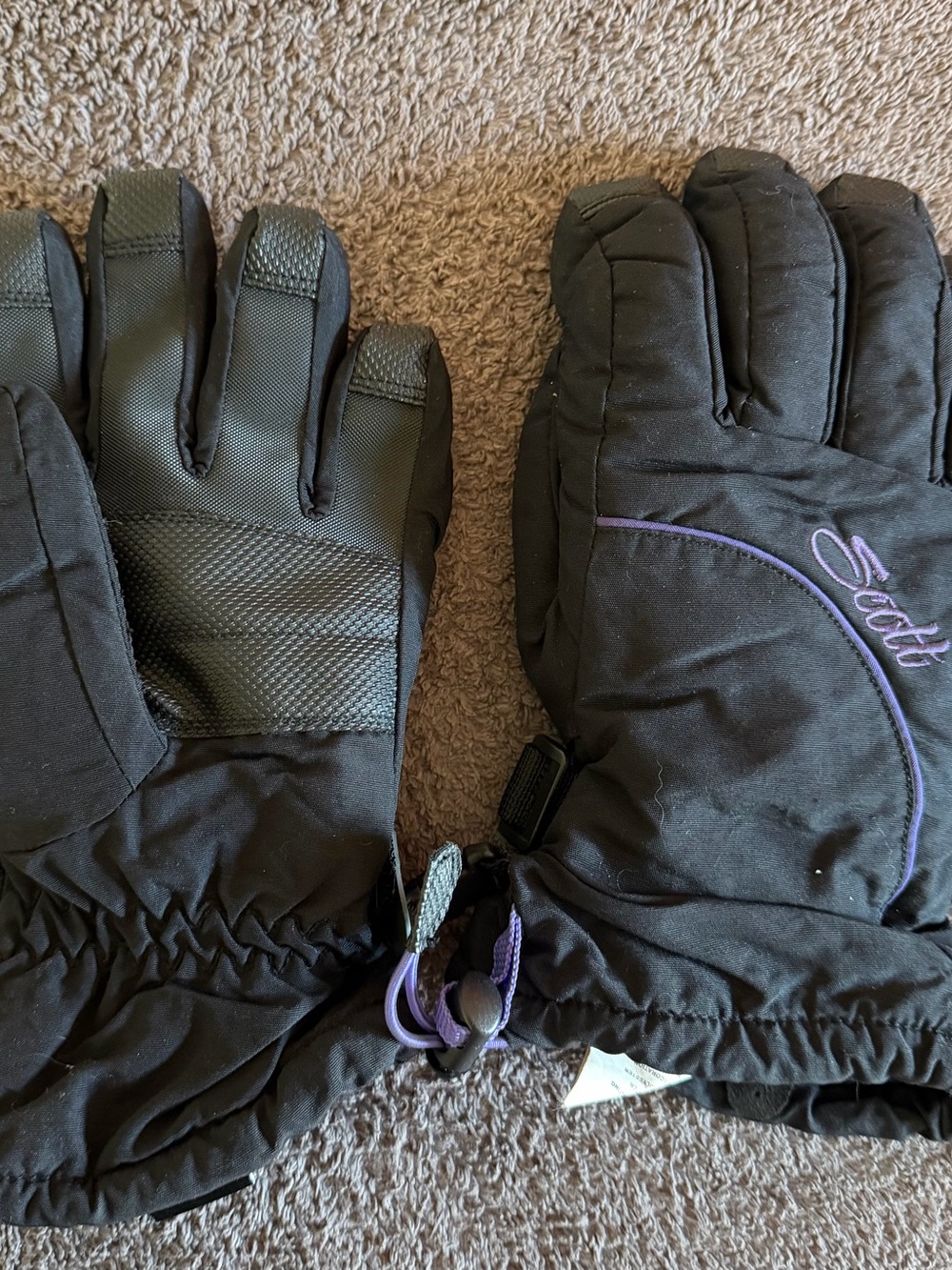 Scott Black Winter Gloves with Purple Trim